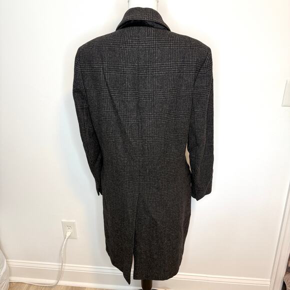 AllSaints Mallieus Men’s Wool Plaid Yuto Pea Coat Charcoal Gray Size Medium 38 - Picture 6 of 16